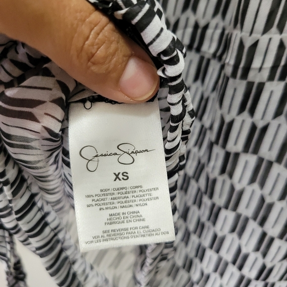 Jessica Simpson Blouse striped Chiffon Tie Waist Peasant Top - Picture 6 of 9